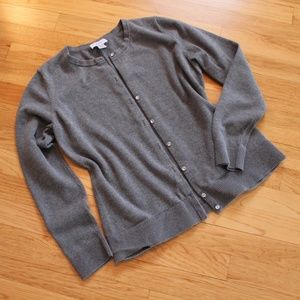 ANN TAYLOR LOFT - Gray Cardi w/ Rhinstone Buttons